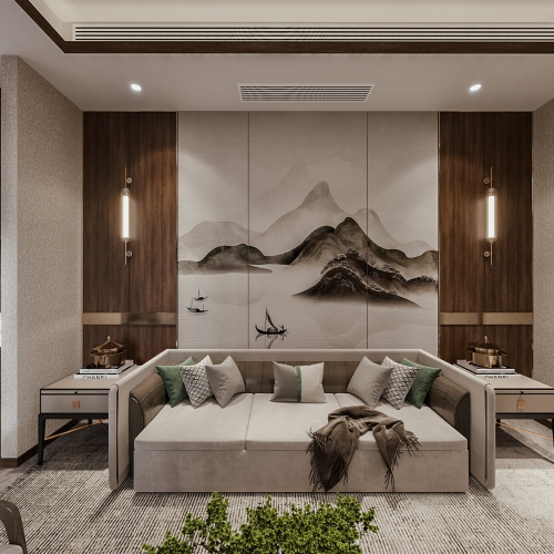 New Chinese Style A Living Room-ID:685816051