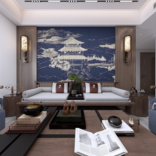 New Chinese Style A Living Room-ID:512299591