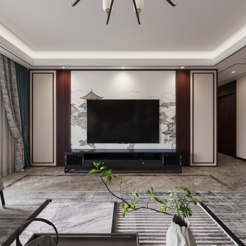 New Chinese Style A Living Room-ID:484795092