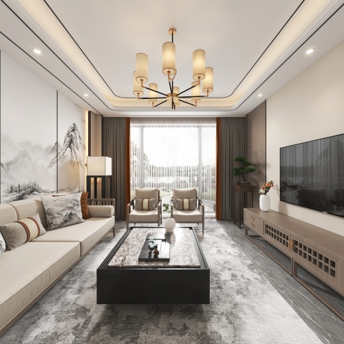 New Chinese Style A Living Room-ID:192167047