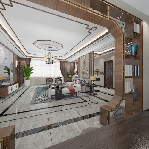 New Chinese Style A Living Room-ID:162061938