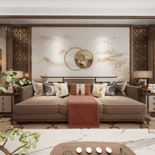 New Chinese Style A Living Room-ID:734245066