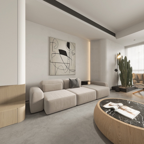 Modern Wabi-sabi Style A Living Room-ID:731483945