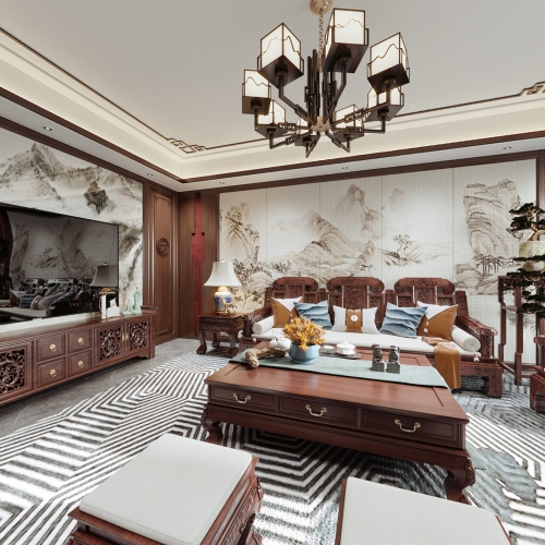 Chinese Style A Living Room-ID:351578952