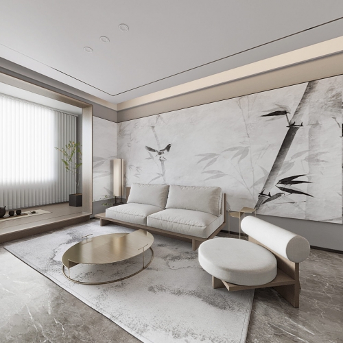 Modern New Chinese Style A Living Room-ID:674268014