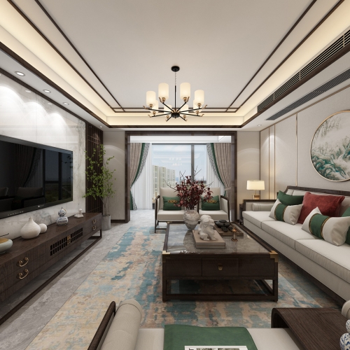 New Chinese Style A Living Room-ID:349378115