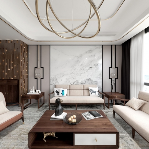 New Chinese Style A Living Room-ID:990174065