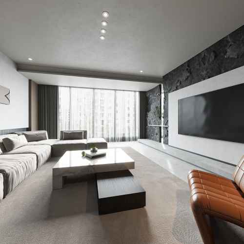 Modern Wabi-sabi Style A Living Room-ID:381629949