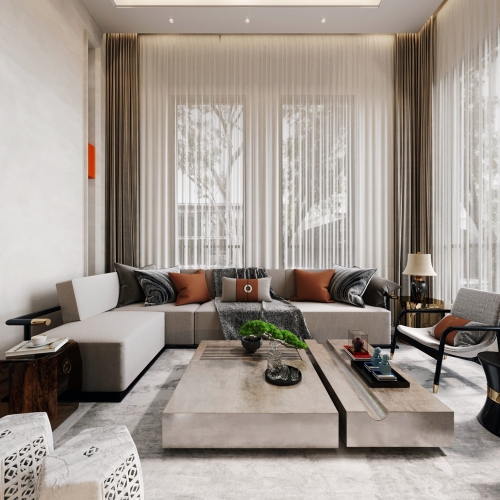 New Chinese Style A Living Room-ID:495171073