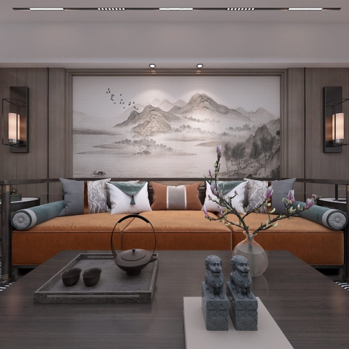 New Chinese Style A Living Room-ID:692878968