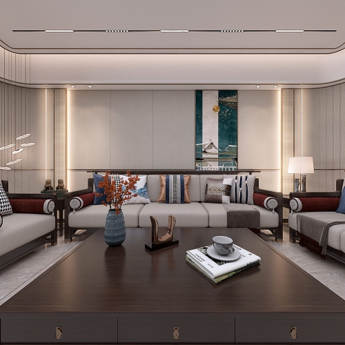 New Chinese Style A Living Room-ID:889952903