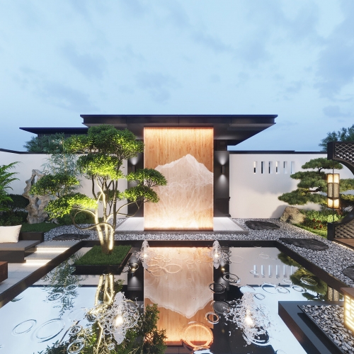 New Chinese Style Courtyard/landscape-ID:833308941
