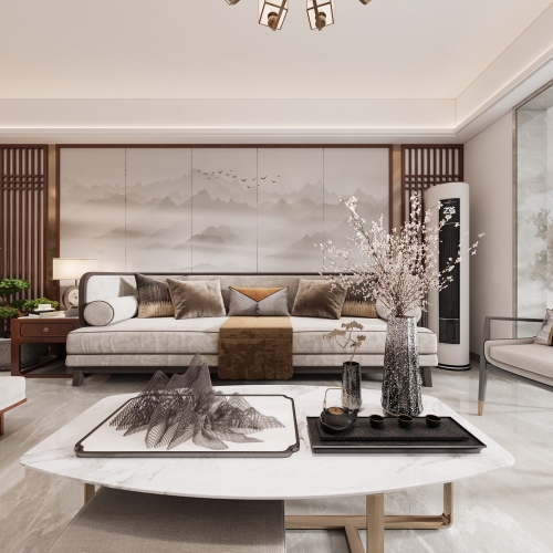 New Chinese Style A Living Room-ID:119359542