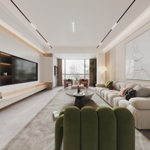 Modern Wabi-sabi Style A Living Room-ID:872530942