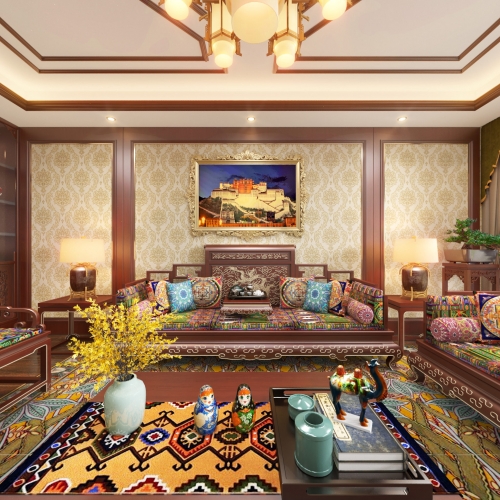 Chinese Style A Living Room-ID:886337047