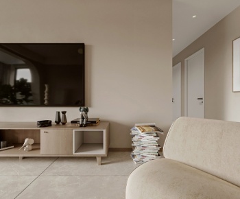 全景-侘寂奶油风客餐厅-id:983015062