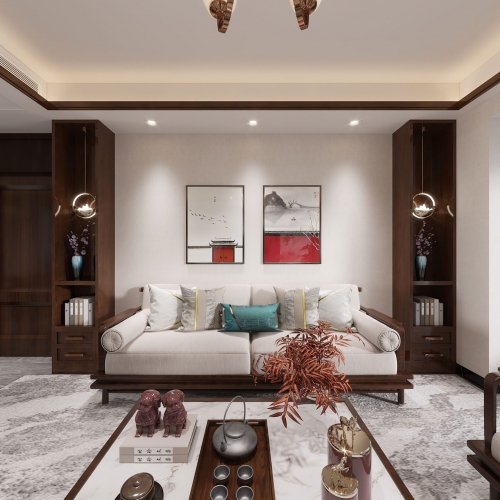 New Chinese Style A Living Room-ID:329839943