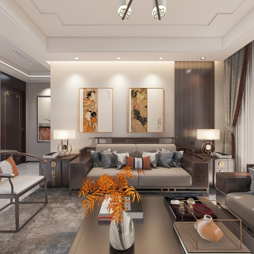 New Chinese Style A Living Room-ID:481859926
