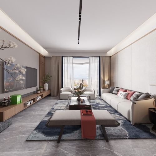 New Chinese Style A Living Room-ID:953603985