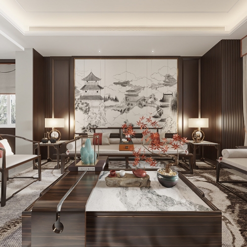 New Chinese Style A Living Room-ID:286325936