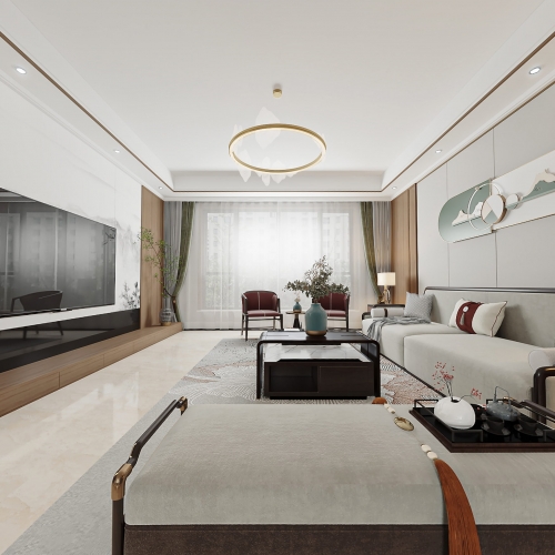 New Chinese Style A Living Room-ID:388175963
