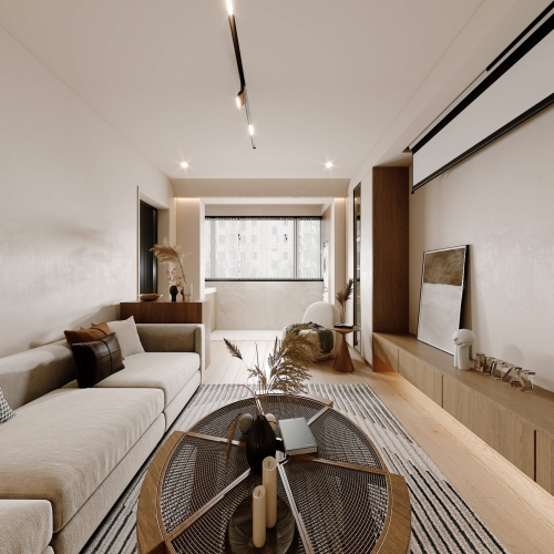 Nordic Style Wabi-sabi Style A Living Room-ID:299387931