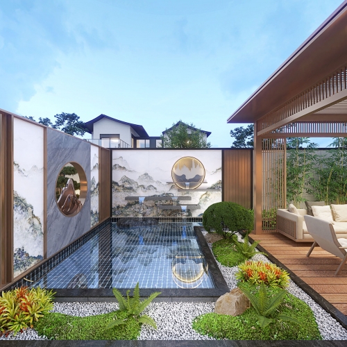 New Chinese Style Courtyard/landscape-ID:123994116