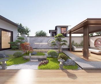 全景-新中式庭院/景观-id:118978983