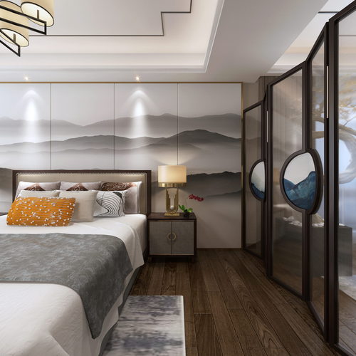 New Chinese Style Bedroom-ID:375814914