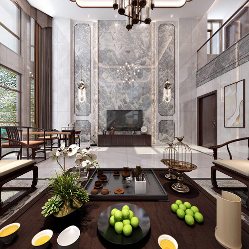 New Chinese Style A Living Room-ID:404956108