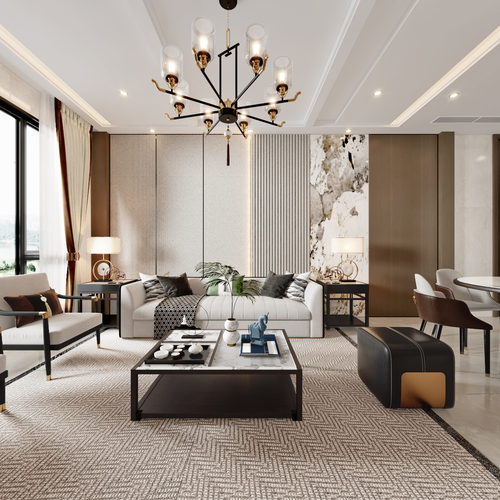 New Chinese Style A Living Room-ID:299525023