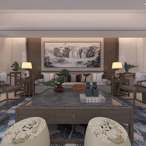 New Chinese Style A Living Room-ID:939271938