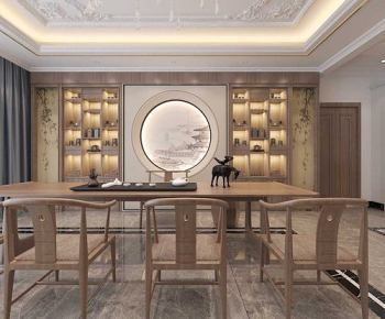 全景-法式混搭禅意中式茶室 餐厅3D模型