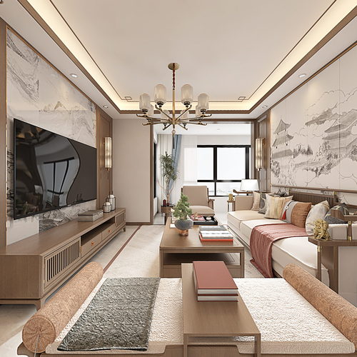 New Chinese Style A Living Room-ID:272870064