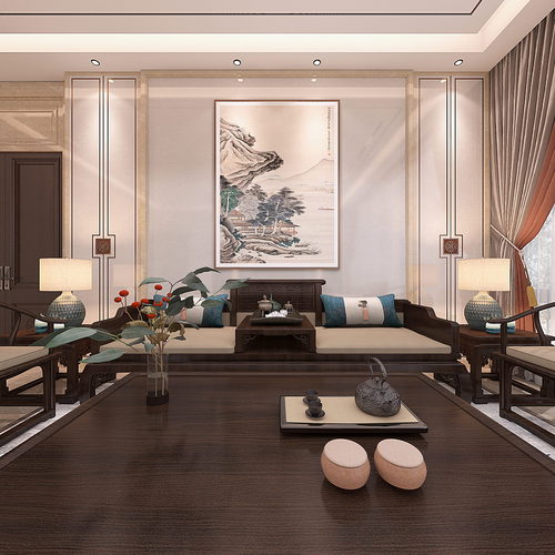 New Chinese Style A Living Room-ID:172252897