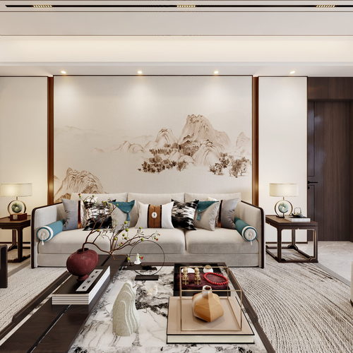 New Chinese Style A Living Room-ID:225136048