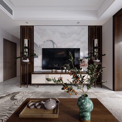 New Chinese Style A Living Room-ID:180403953