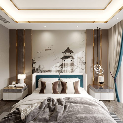 New Chinese Style Bedroom-ID:893486027