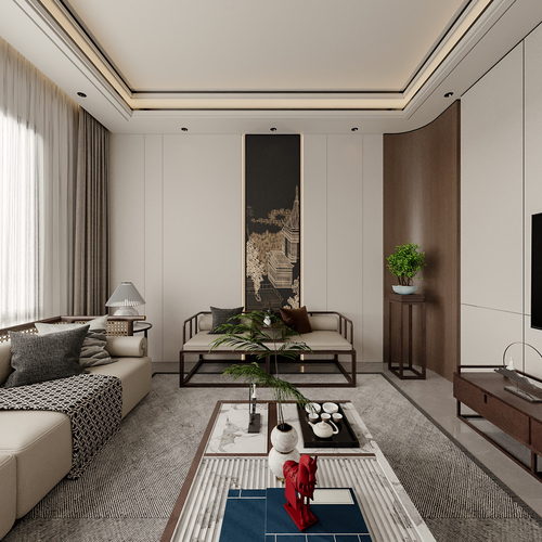 New Chinese Style A Living Room-ID:473062047