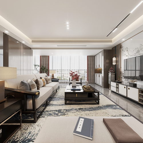 New Chinese Style A Living Room-ID:774147996
