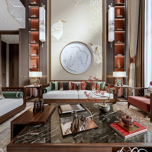 New Chinese Style A Living Room-ID:508397104