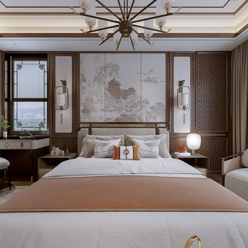 New Chinese Style Bedroom-ID:634372951