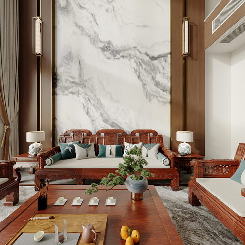 New Chinese Style A Living Room-ID:336420558