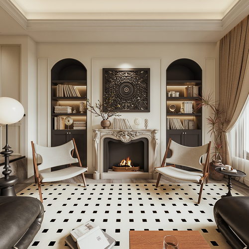 French Style A Living Room-ID:492999683