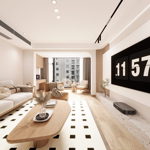 Modern Wabi-sabi Style A Living Room-ID:573842052