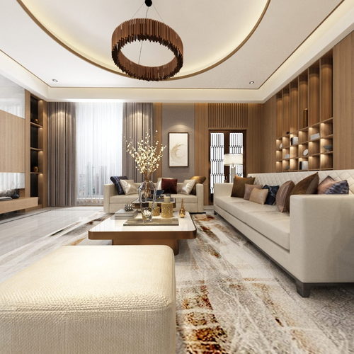 New Chinese Style A Living Room-ID:761029016