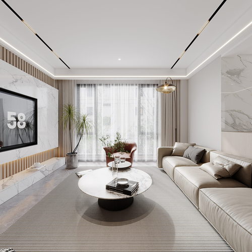 Modern A Living Room-ID:384841922