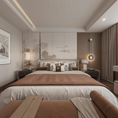 New Chinese Style Bedroom-ID:492844102