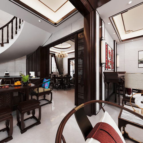 New Chinese Style A Living Room-ID:374250456