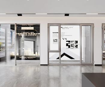 全景-现代门窗店前台大厅3D模型